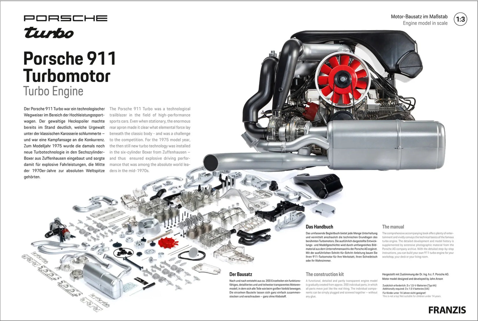 Franzis Porsche 911 Turbo Model Engine Kit 1:3 Scale – Brickmotiv