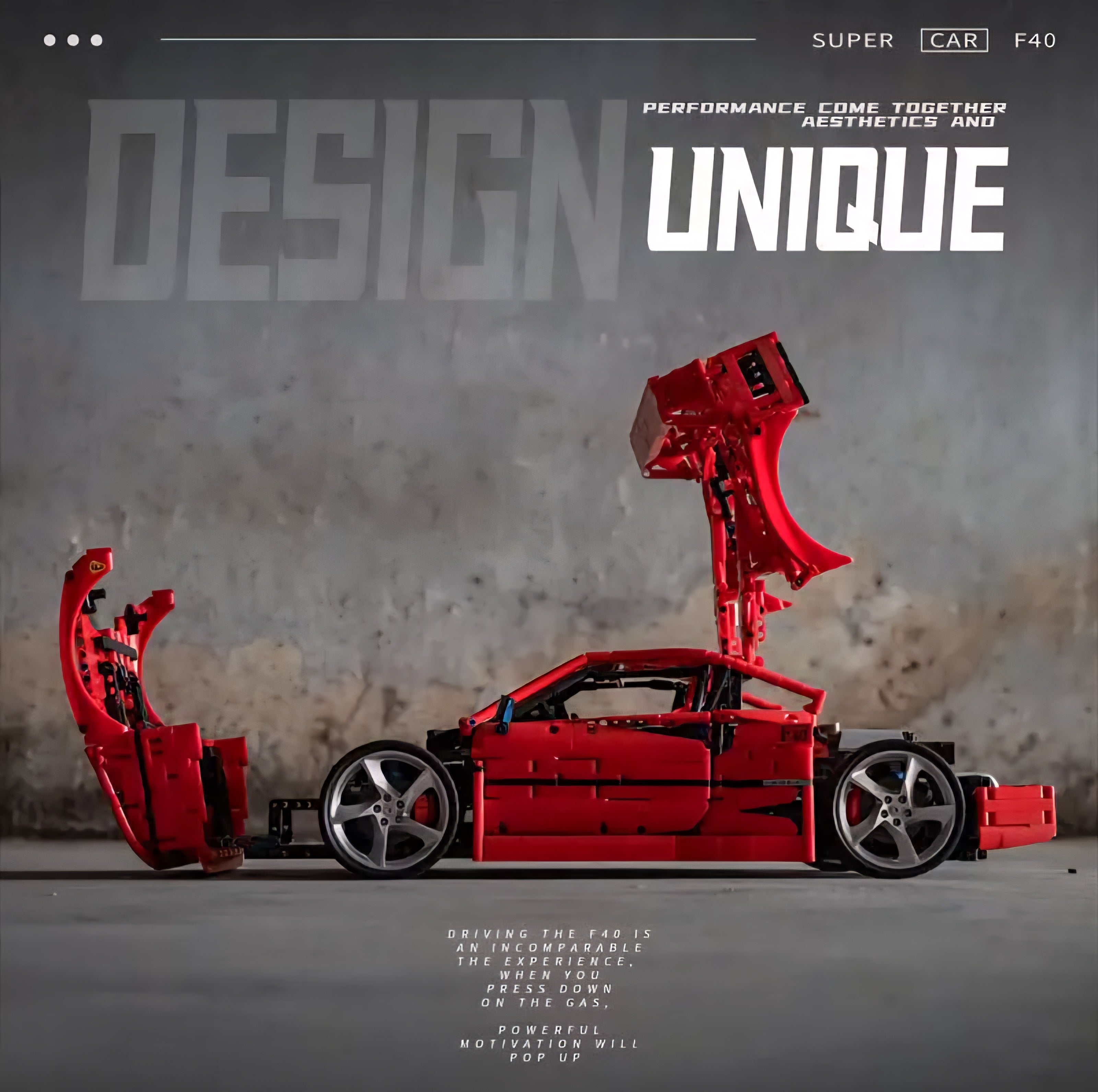 Ferrari F40 - 1:8 Scale Building Set – Brickmotiv